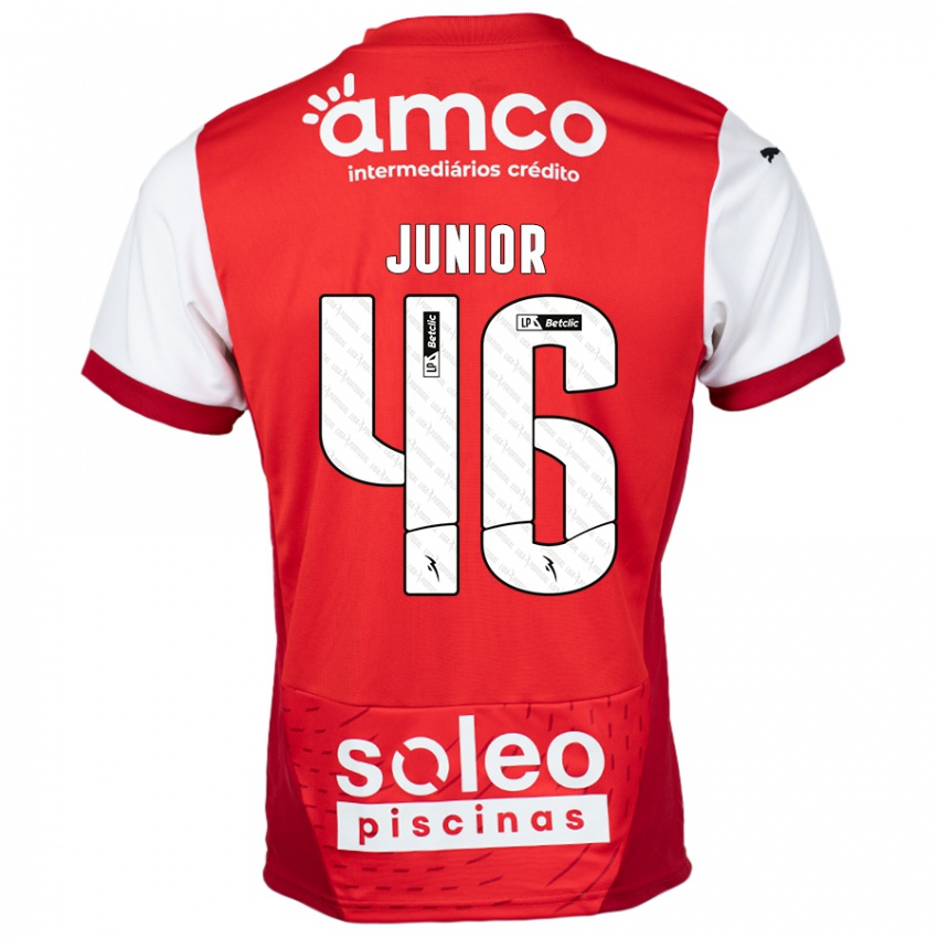 Bambino Maglia Mário Junior #46 Rosso Bianco Kit Gara Home 2024/25 Maglietta