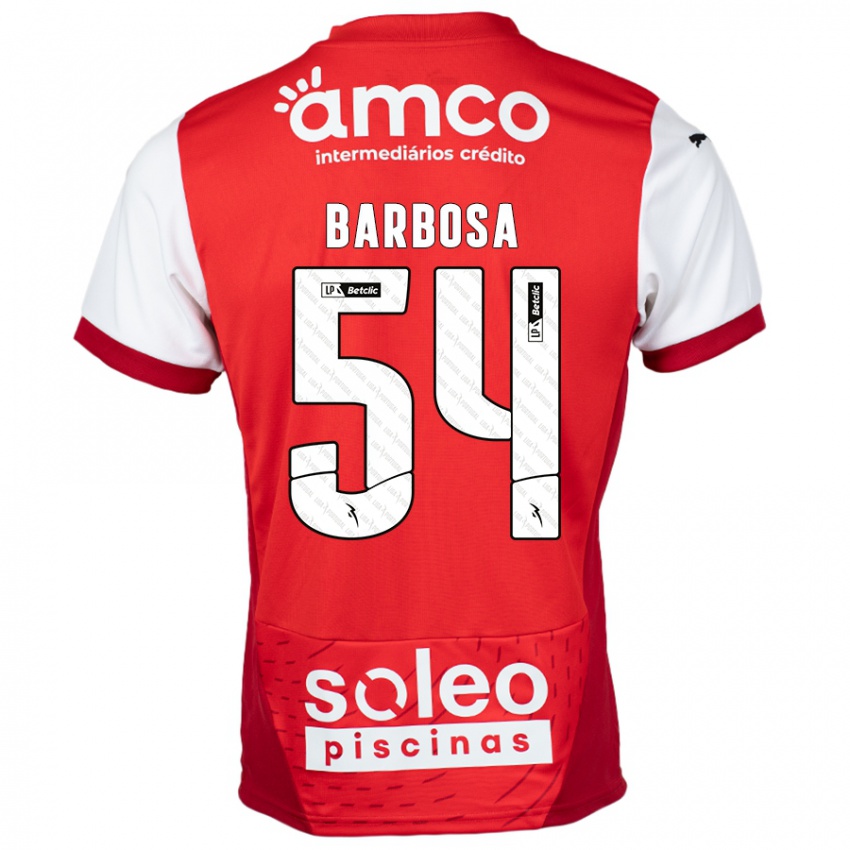 Bambino Maglia Guilherme Barbosa #54 Rosso Bianco Kit Gara Home 2024/25 Maglietta