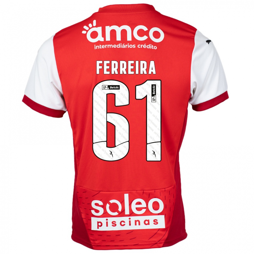 Bambino Maglia Tiago Ferreira #61 Rosso Bianco Kit Gara Home 2024/25 Maglietta