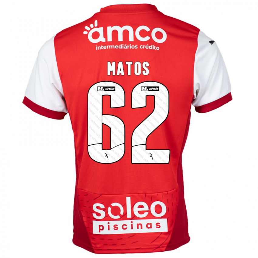 Bambino Maglia Nuno Matos #62 Rosso Bianco Kit Gara Home 2024/25 Maglietta