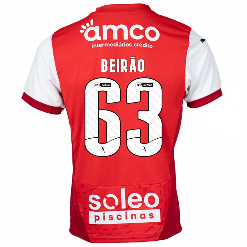 Bambino Maglia Rodrigo Beirão #63 Rosso Bianco Kit Gara Home 2024/25 Maglietta