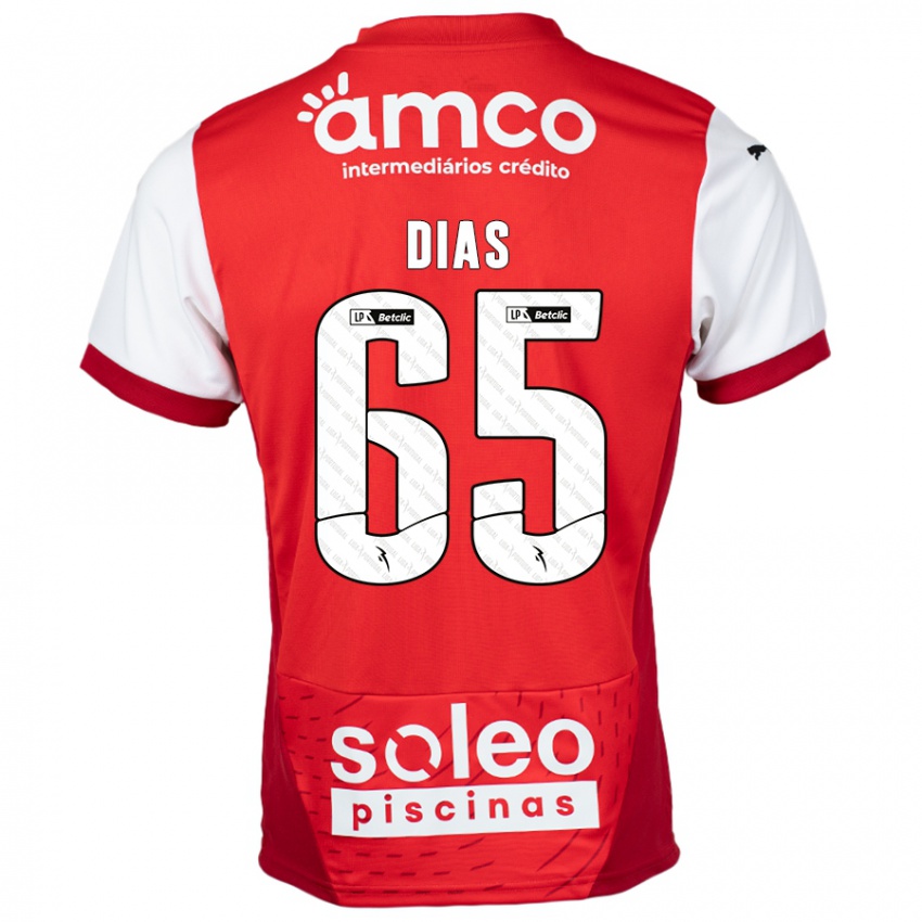 Bambino Maglia Leandro Dias #65 Rosso Bianco Kit Gara Home 2024/25 Maglietta