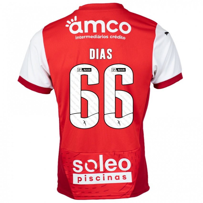 Bambino Maglia Gonçalo Dias #66 Rosso Bianco Kit Gara Home 2024/25 Maglietta