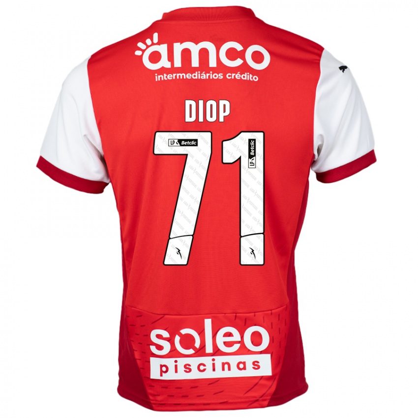 Bambino Maglia Mamadou Diop #71 Rosso Bianco Kit Gara Home 2024/25 Maglietta