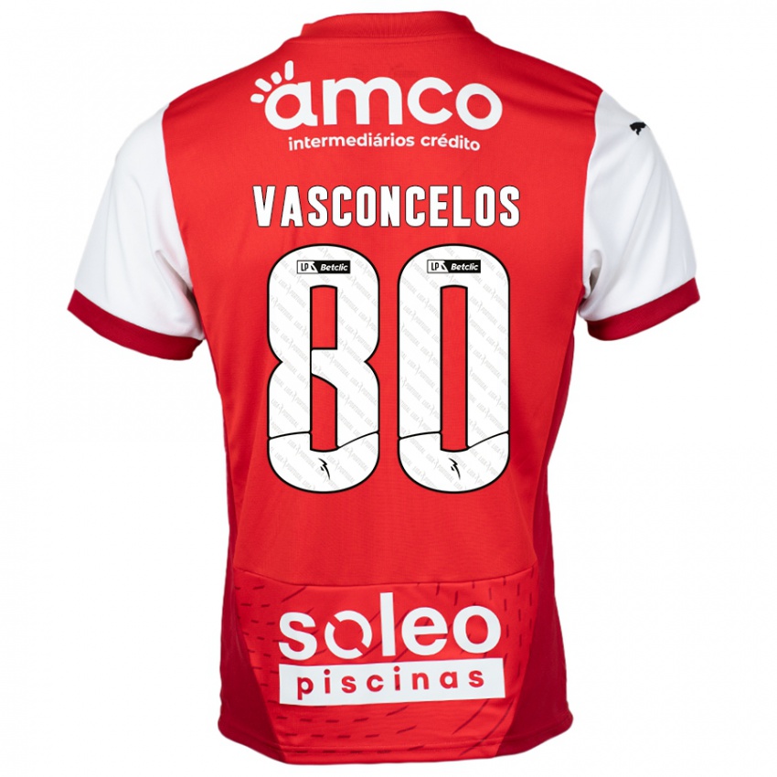 Bambino Maglia Vasconcelos #80 Rosso Bianco Kit Gara Home 2024/25 Maglietta