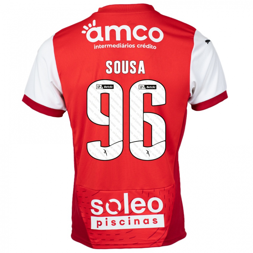 Bambino Maglia Afonso Sousa #96 Rosso Bianco Kit Gara Home 2024/25 Maglietta