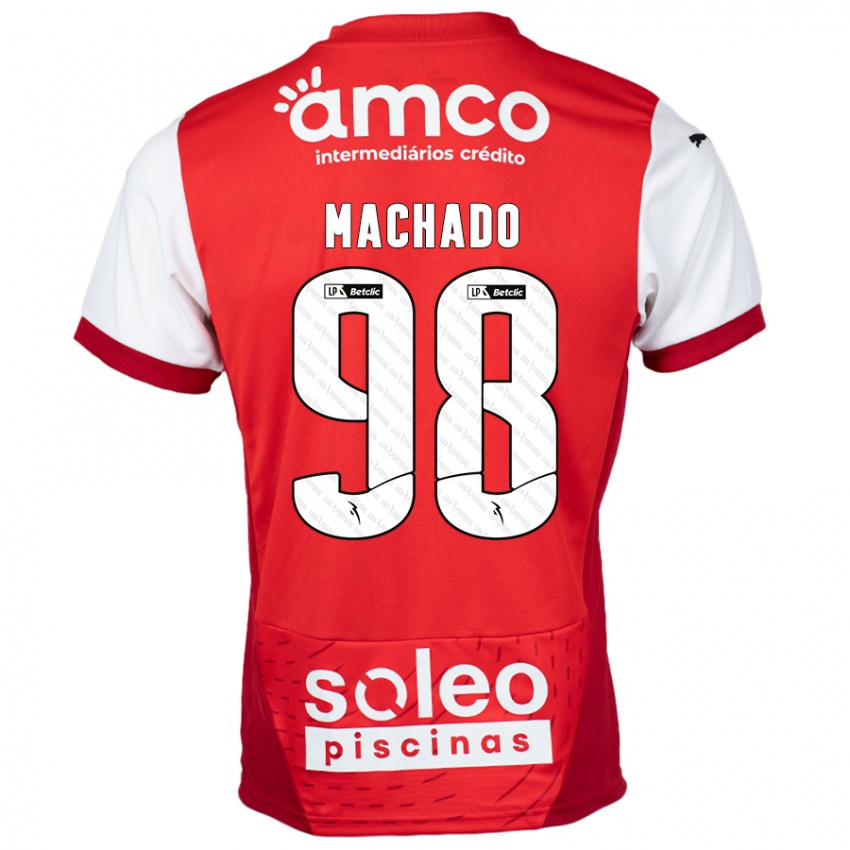 Bambino Maglia Gonçalo Machado #98 Rosso Bianco Kit Gara Home 2024/25 Maglietta