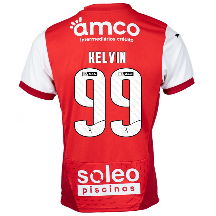 Bambino Maglia Kauan Kelvin #99 Rosso Bianco Kit Gara Home 2024/25 Maglietta