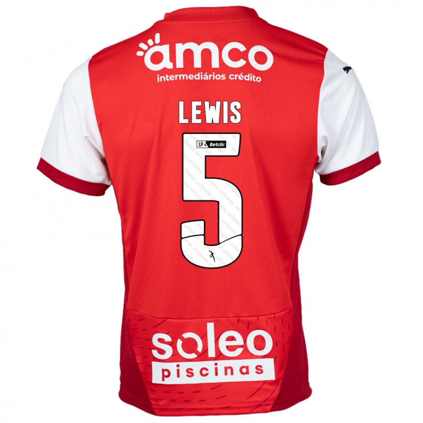 Bambino Maglia Leah Lewis #5 Rosso Bianco Kit Gara Home 2024/25 Maglietta