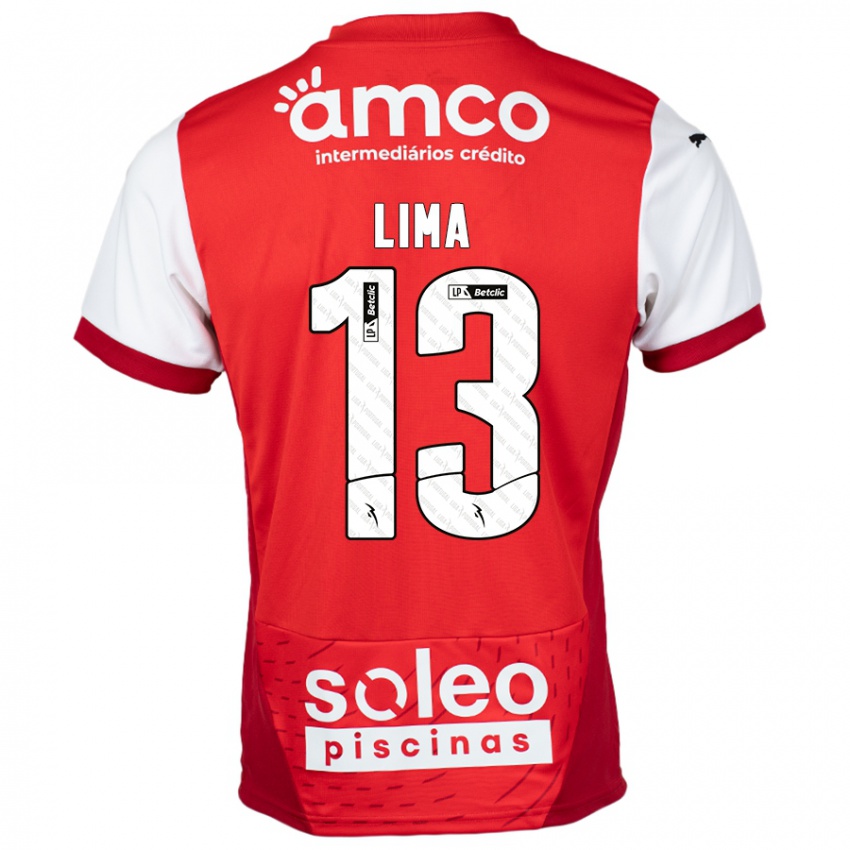 Bambino Maglia Aline Lima #13 Rosso Bianco Kit Gara Home 2024/25 Maglietta