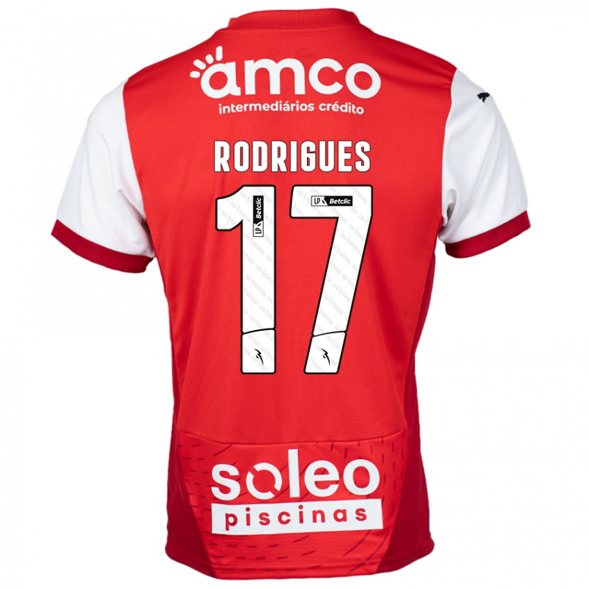 Bambino Maglia Tânia Rodrigues #17 Rosso Bianco Kit Gara Home 2024/25 Maglietta