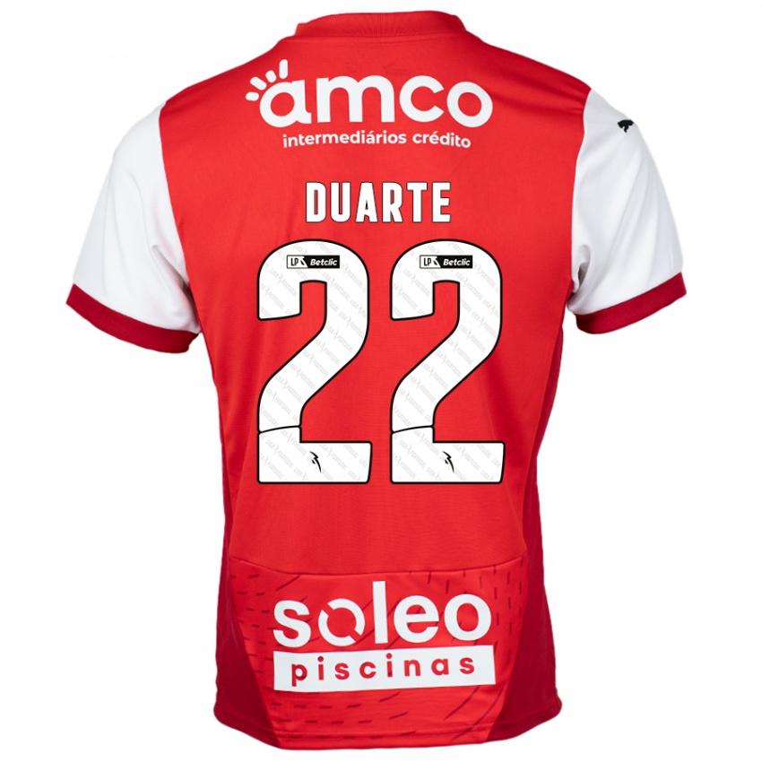 Bambino Maglia Vânia Duarte #22 Rosso Bianco Kit Gara Home 2024/25 Maglietta