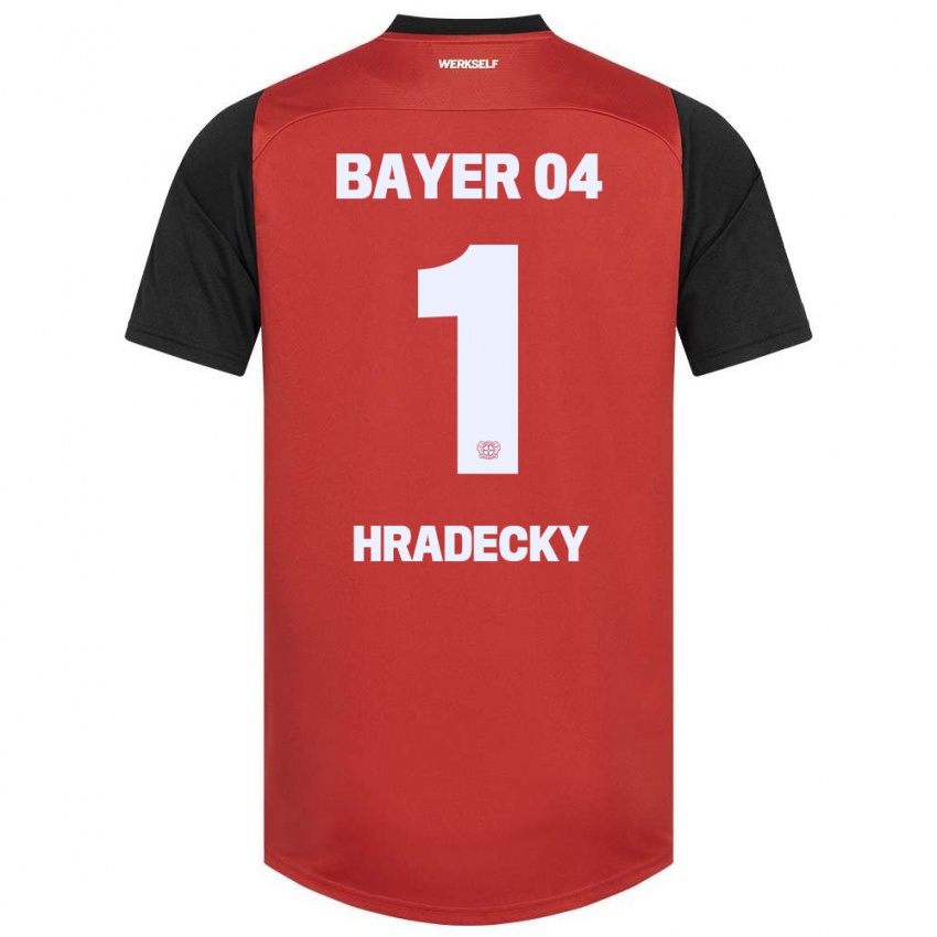 Bambino Maglia Lukas Hradecky #1 Rosso Nero Kit Gara Home 2024/25 Maglietta