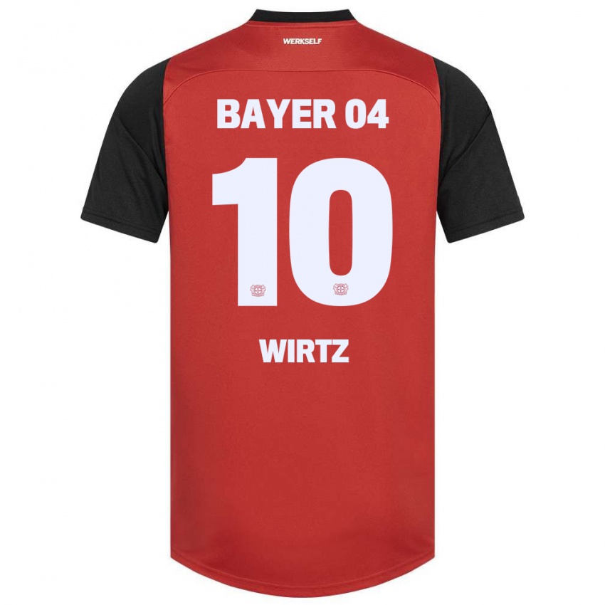 Bambino Maglia Florian Wirtz #10 Rosso Nero Kit Gara Home 2024/25 Maglietta