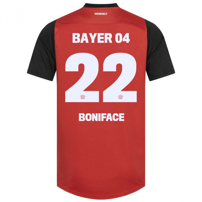 Bambino Maglia Victor Boniface #22 Rosso Nero Kit Gara Home 2024/25 Maglietta