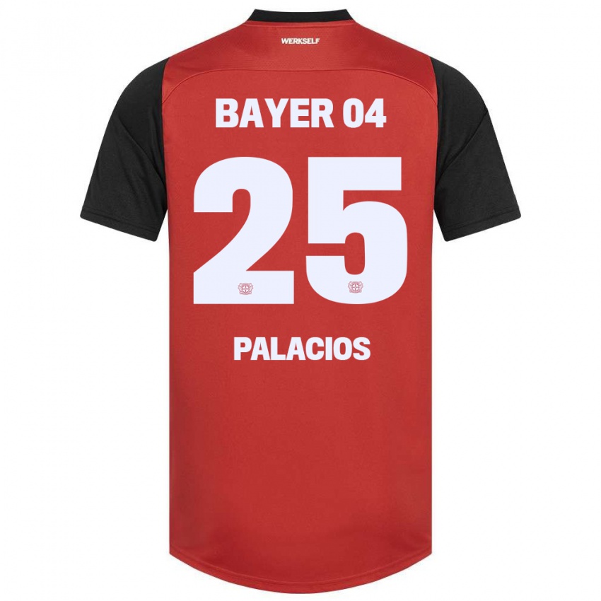 Bambino Maglia Exequiel Palacios #25 Rosso Nero Kit Gara Home 2024/25 Maglietta