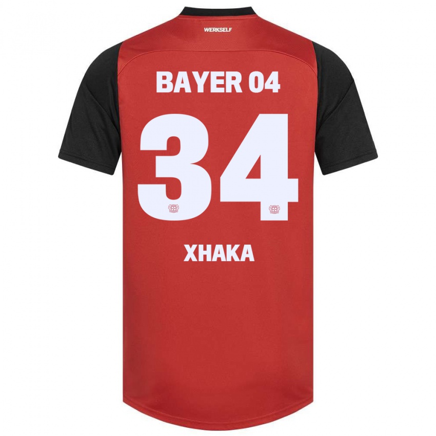 Bambino Maglia Granit Xhaka #34 Rosso Nero Kit Gara Home 2024/25 Maglietta