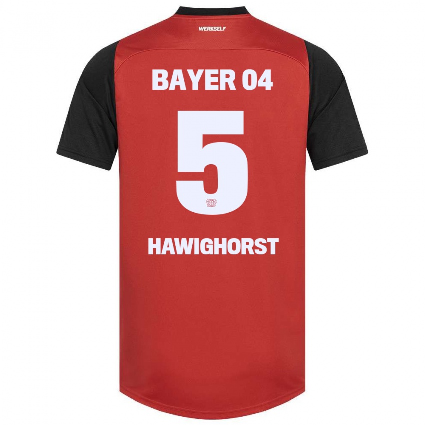 Bambino Maglia Ben Hawighorst #5 Rosso Nero Kit Gara Home 2024/25 Maglietta