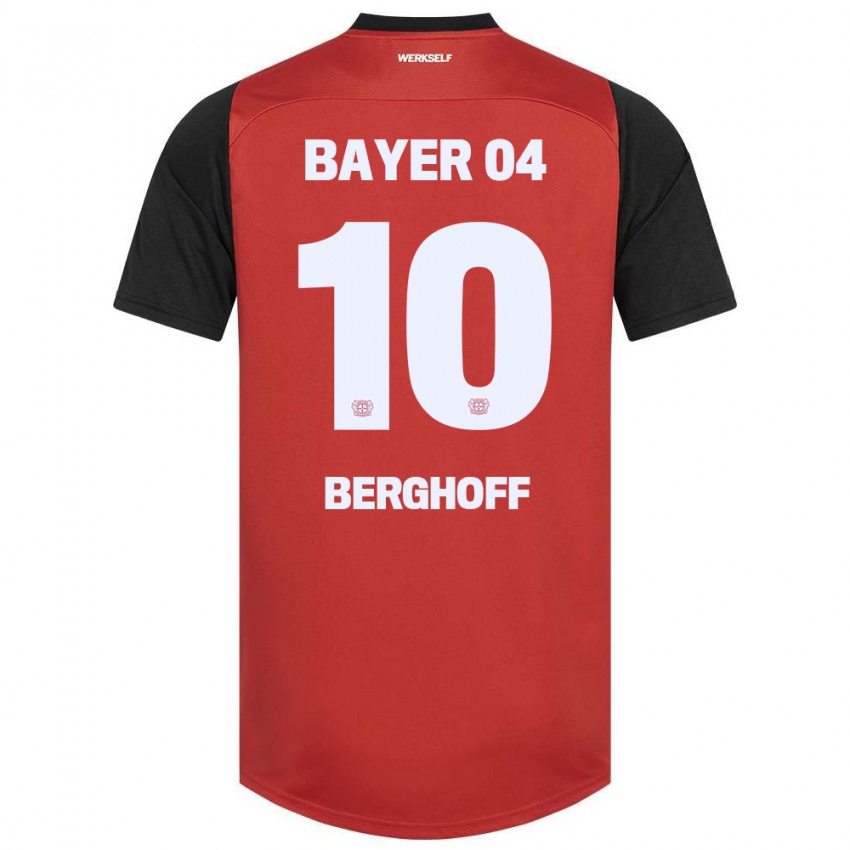 Bambino Maglia Jonah Berghoff #10 Rosso Nero Kit Gara Home 2024/25 Maglietta