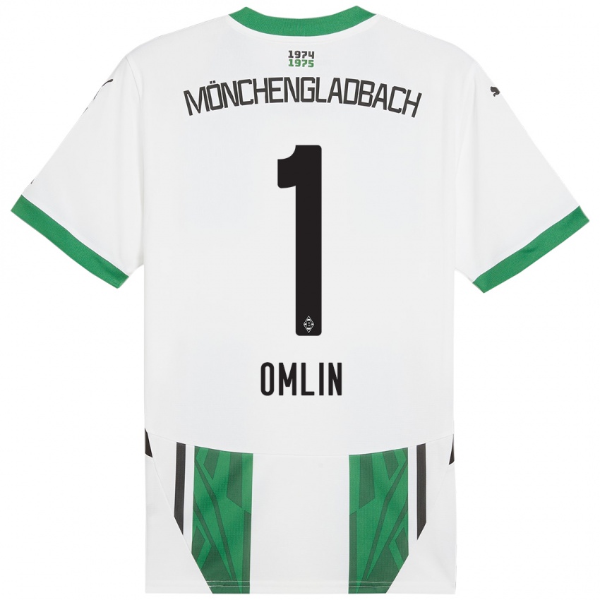 Bambino Maglia Jonas Omlin #1 Bianco Verde Kit Gara Home 2024/25 Maglietta