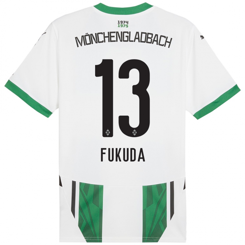 Bambino Maglia Shio Fukuda #13 Bianco Verde Kit Gara Home 2024/25 Maglietta