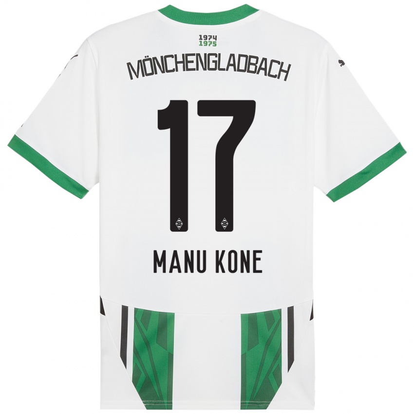 Bambino Maglia Manu Koné #17 Bianco Verde Kit Gara Home 2024/25 Maglietta