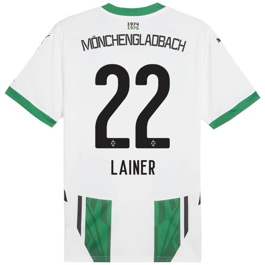 Bambino Maglia Stefan Lainer #22 Bianco Verde Kit Gara Home 2024/25 Maglietta