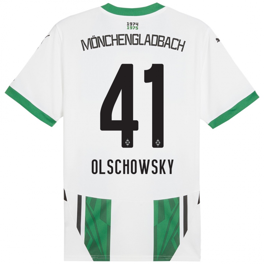 Bambino Maglia Jan Olschowsky #41 Bianco Verde Kit Gara Home 2024/25 Maglietta