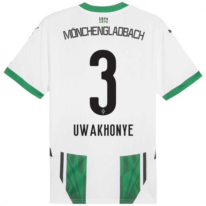 Bambino Maglia Joshua Uwakhonye #3 Bianco Verde Kit Gara Home 2024/25 Maglietta