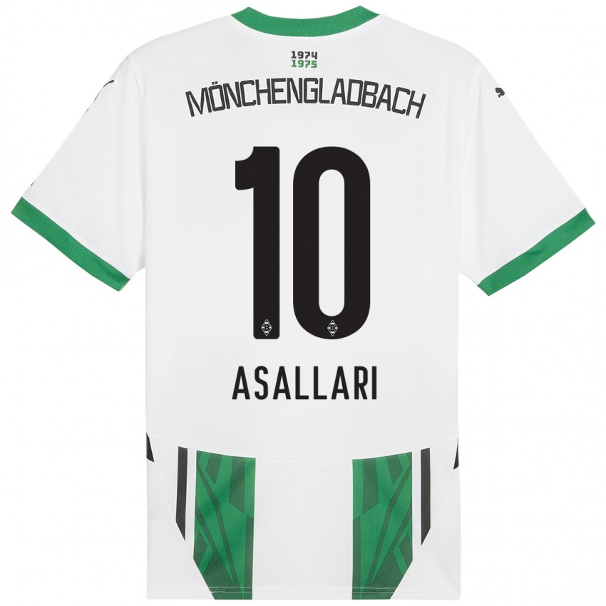 Bambino Maglia Kushtrim Asallari #10 Bianco Verde Kit Gara Home 2024/25 Maglietta