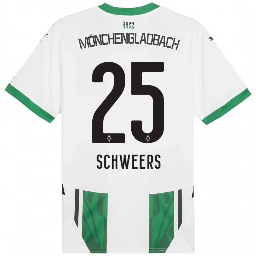 Bambino Maglia Lion Schweers #25 Bianco Verde Kit Gara Home 2024/25 Maglietta