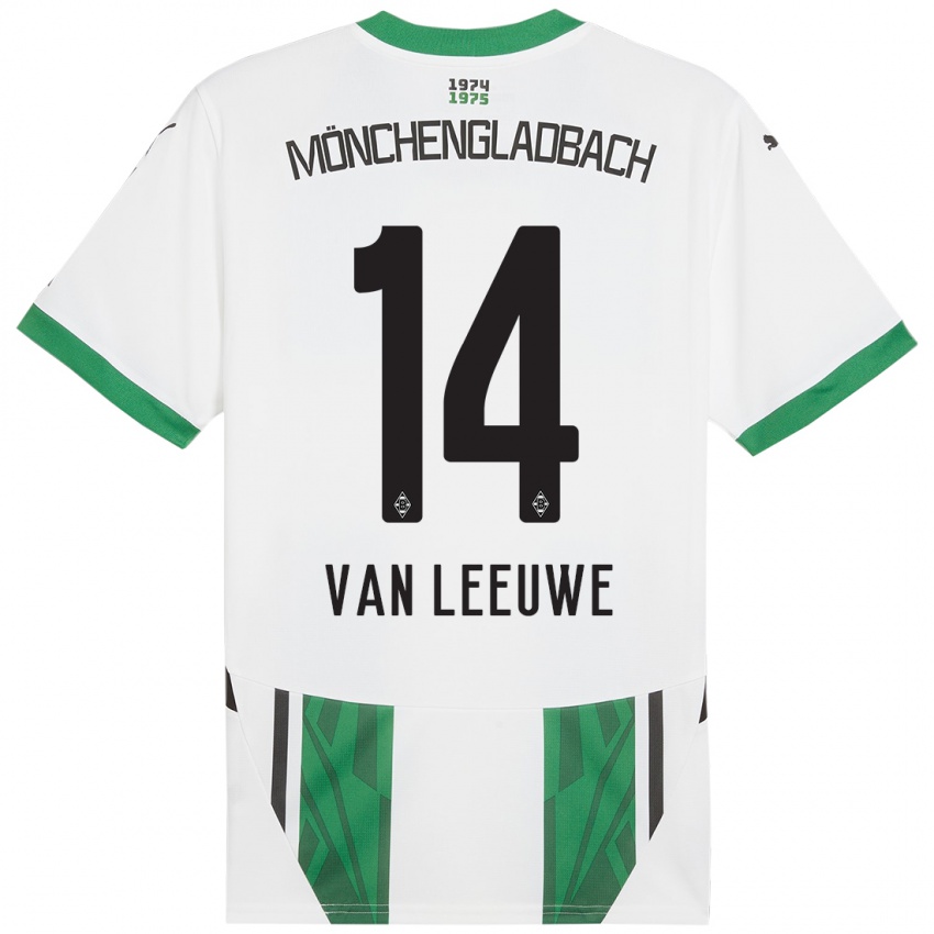 Bambino Maglia Kyra Van Leeuwe #14 Bianco Verde Kit Gara Home 2024/25 Maglietta