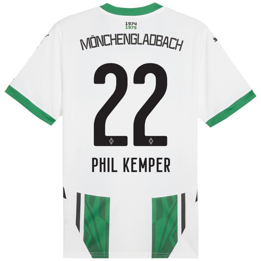 Bambino Maglia Phil Kemper #22 Bianco Verde Kit Gara Home 2024/25 Maglietta