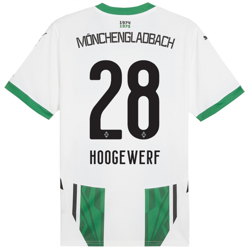 Bambino Maglia Dillon Hoogewerf #28 Bianco Verde Kit Gara Home 2024/25 Maglietta