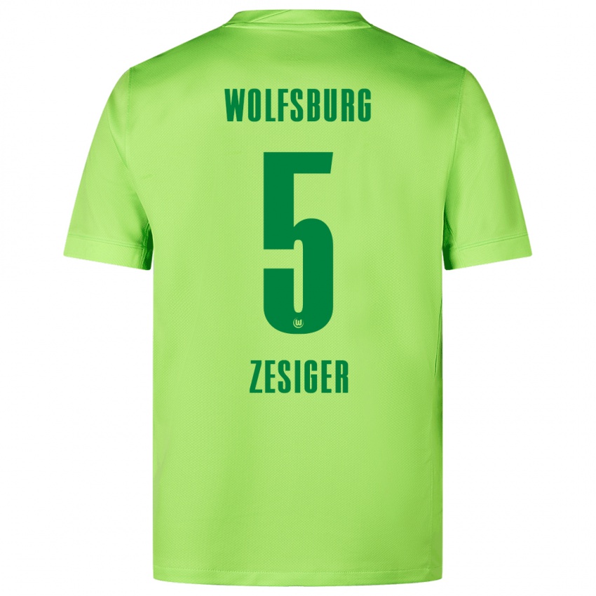 Bambino Maglia Cédric Zesiger #5 Verde Fluorescente Kit Gara Home 2024/25 Maglietta