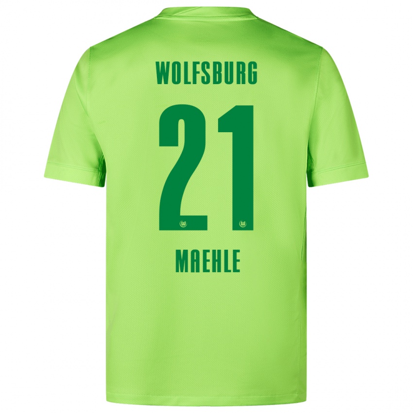 Bambino Maglia Joakim Maehle #21 Verde Fluorescente Kit Gara Home 2024/25 Maglietta