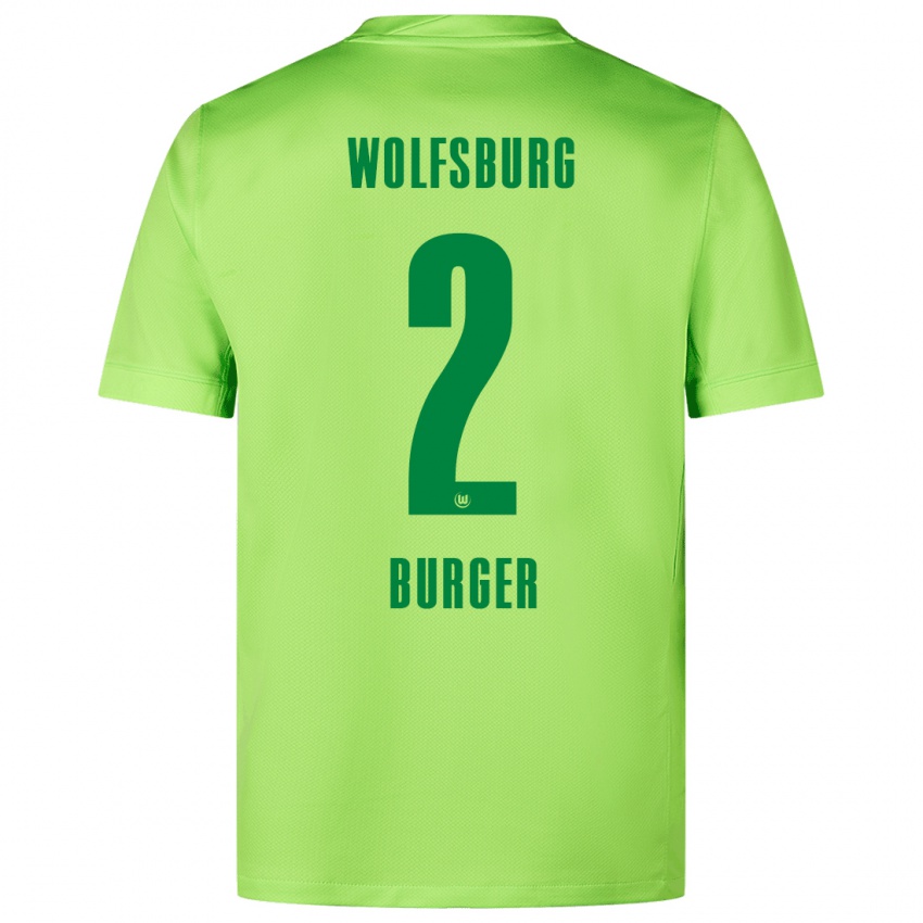 Bambino Maglia Jan Bürger #2 Verde Fluorescente Kit Gara Home 2024/25 Maglietta