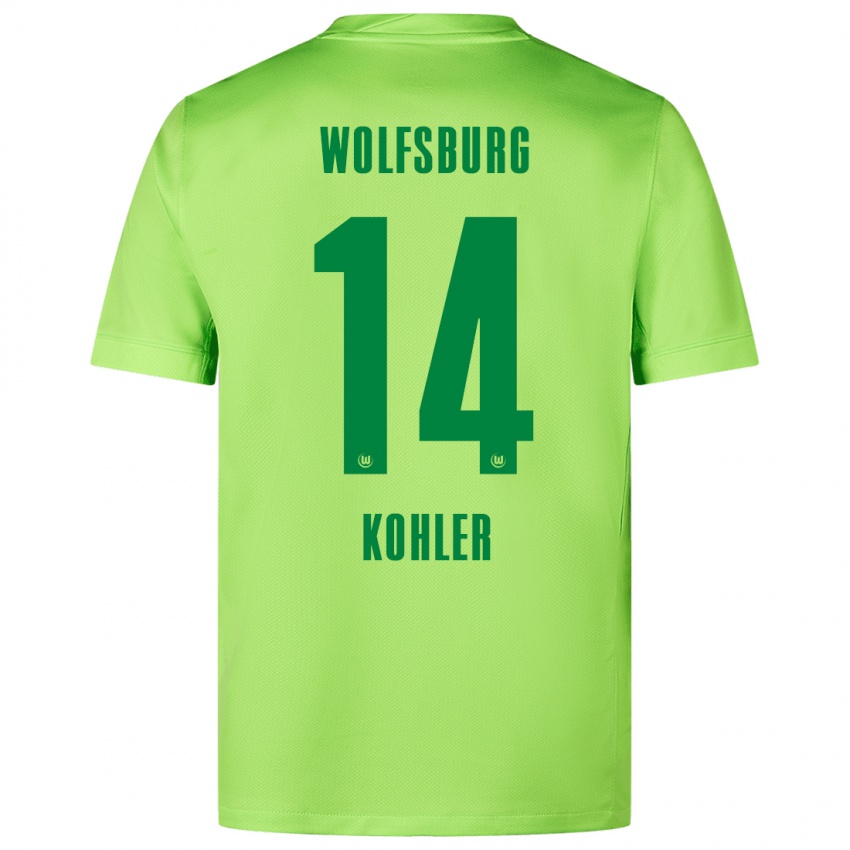 Bambino Maglia Leonard Köhler #14 Verde Fluorescente Kit Gara Home 2024/25 Maglietta