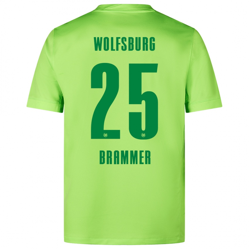 Bambino Maglia Ole Brammer #25 Verde Fluorescente Kit Gara Home 2024/25 Maglietta