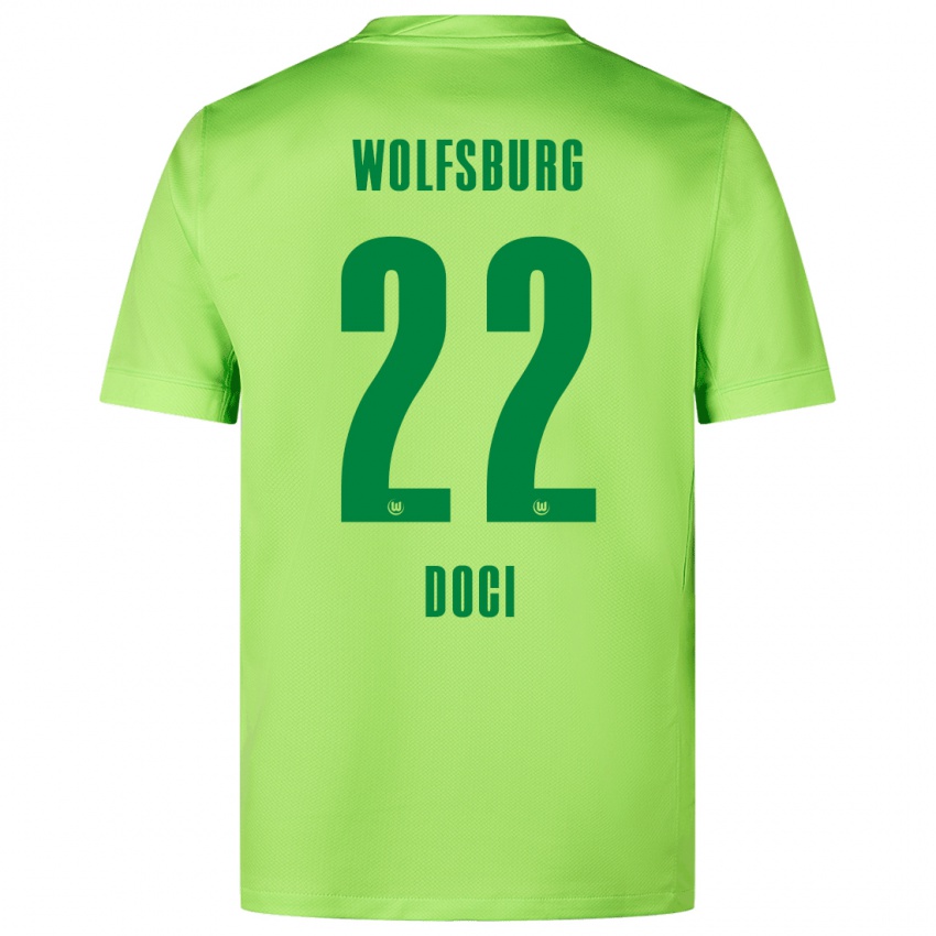 Bambino Maglia Adrian Doci #22 Verde Fluorescente Kit Gara Home 2024/25 Maglietta