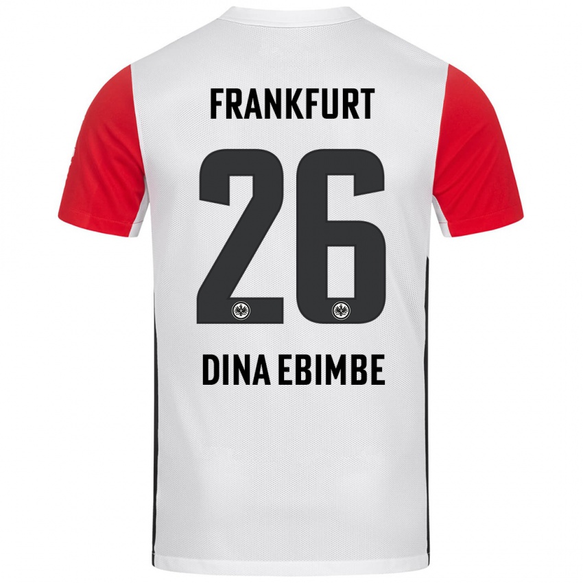 Bambino Maglia Junior Dina Ebimbe #26 Bianco Rosso Kit Gara Home 2024/25 Maglietta