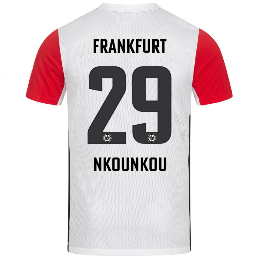 Bambino Maglia Niels Nkounkou #29 Bianco Rosso Kit Gara Home 2024/25 Maglietta