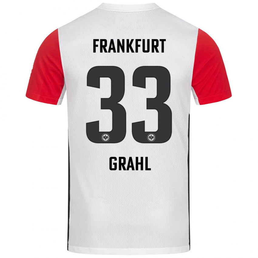 Bambino Maglia Jens Grahl #33 Bianco Rosso Kit Gara Home 2024/25 Maglietta