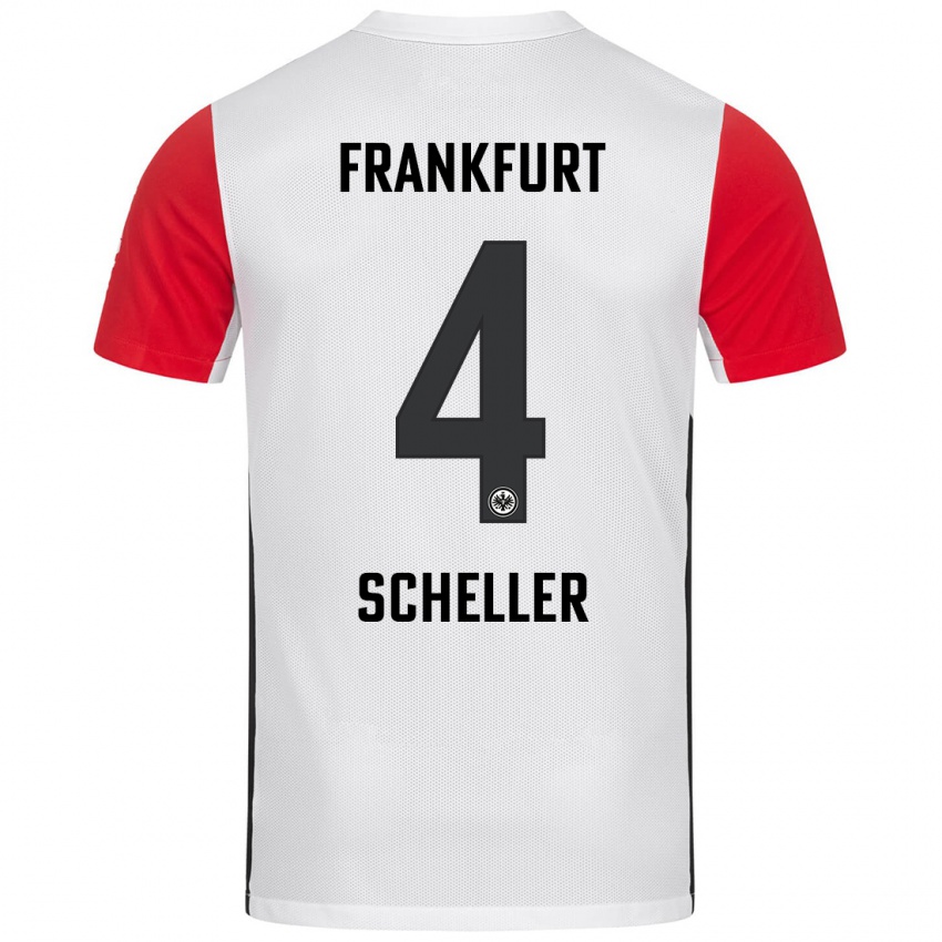 Bambino Maglia Niklas Scheller #4 Bianco Rosso Kit Gara Home 2024/25 Maglietta