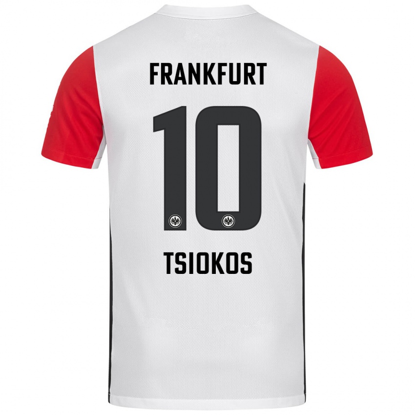 Bambino Maglia Leonidas Ilias Tsiokos #10 Bianco Rosso Kit Gara Home 2024/25 Maglietta