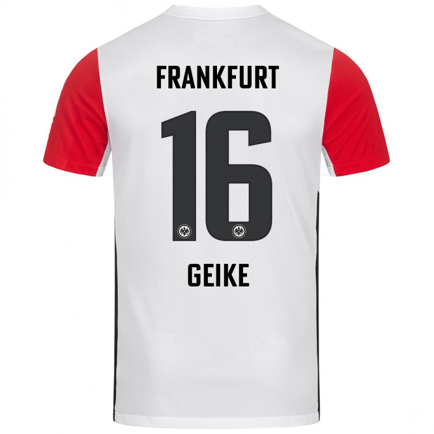 Bambino Maglia Jonah Geike #16 Bianco Rosso Kit Gara Home 2024/25 Maglietta