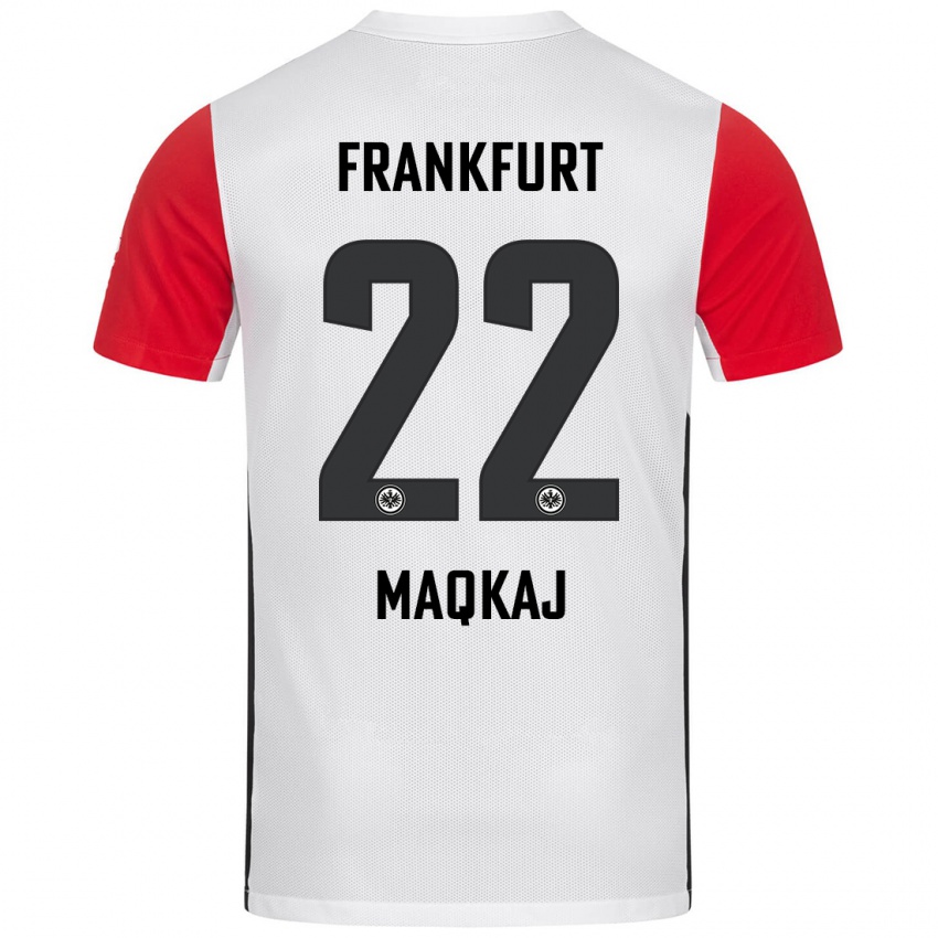 Bambino Maglia Dritan Maqkaj #22 Bianco Rosso Kit Gara Home 2024/25 Maglietta