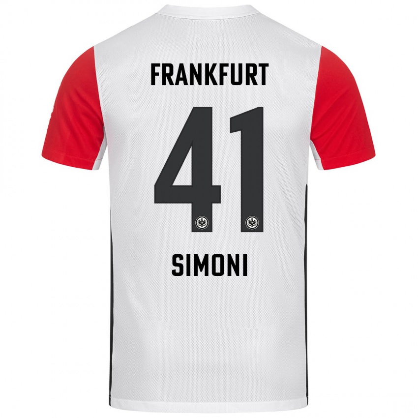 Bambino Maglia Simon Simoni #41 Bianco Rosso Kit Gara Home 2024/25 Maglietta