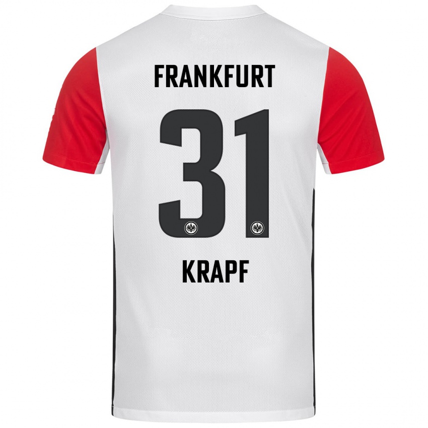 Bambino Maglia Maximilian Krapf #31 Bianco Rosso Kit Gara Home 2024/25 Maglietta