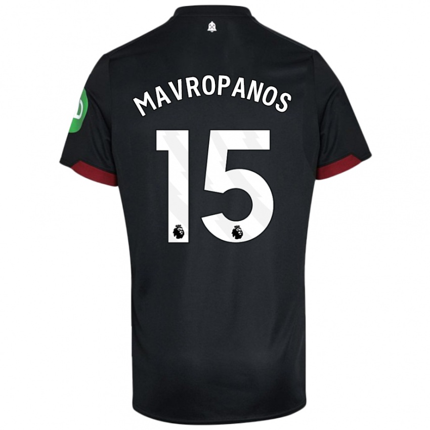 Bambino Maglia Konstantinos Mavropanos #15 Nero Bianco Kit Gara Away 2024/25 Maglietta